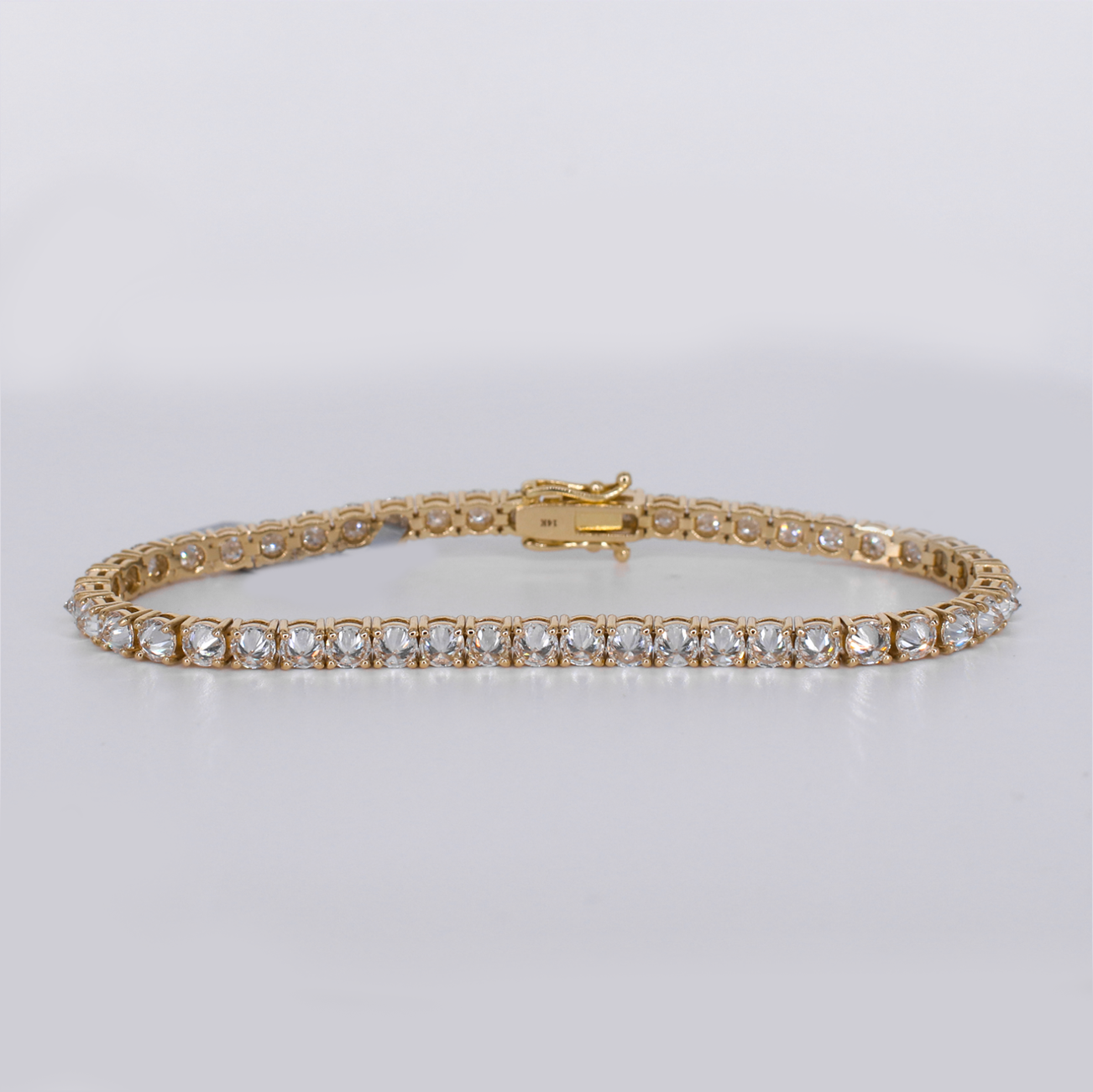 14k Gold Upside Down Lab Diamond 4mm Tennis Bracelet - 20237