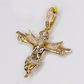 10k Solid Gold Diamond Double Uzi Angel Pendant - 60626