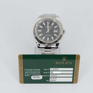 Rolex Datejust 41mm 116334 Stainless Steel - 18k White Gold Bezel & Black Stick Dial - 40009