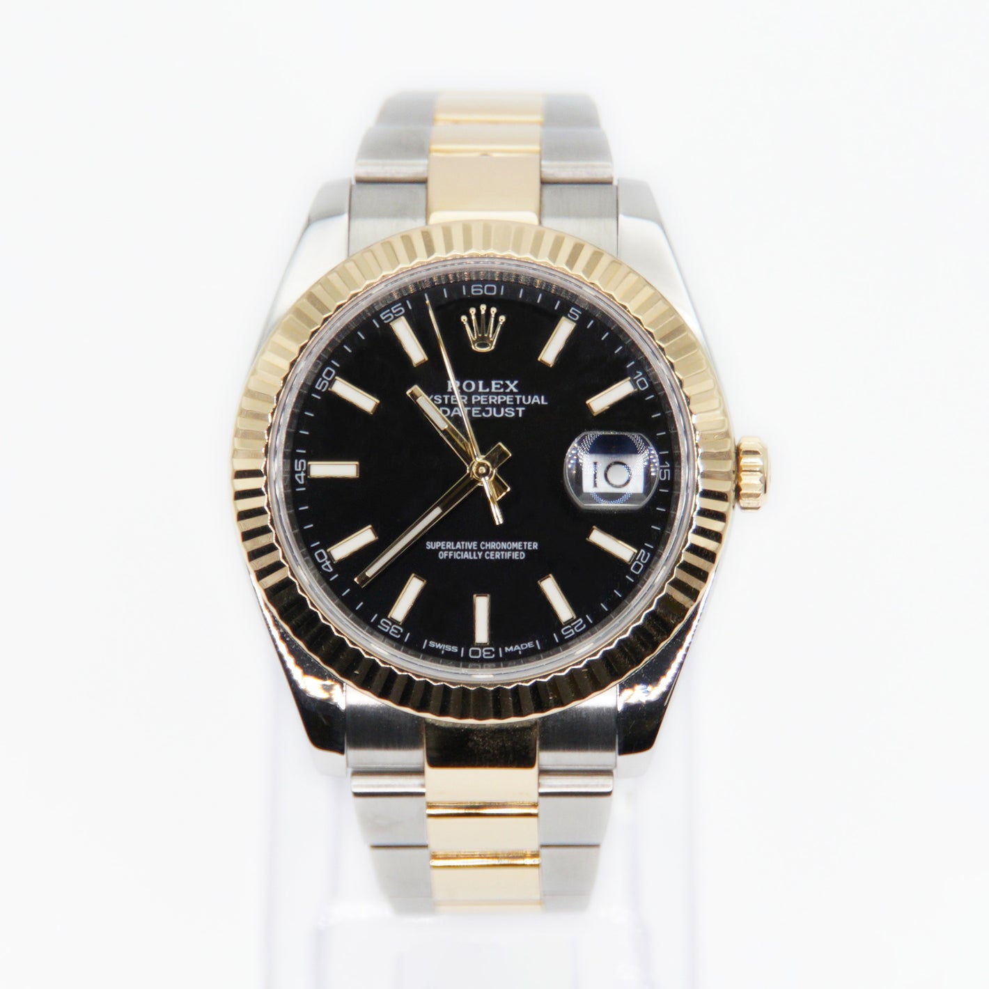 Rolex Datejust 41mm 126333 18k Yellow Gold & Steel - Black Stick Dial - 40008