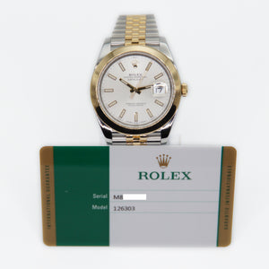 Rolex Datejust 41mm 126303 - 18k Gold & Stainless Steel - White Dial - 40012