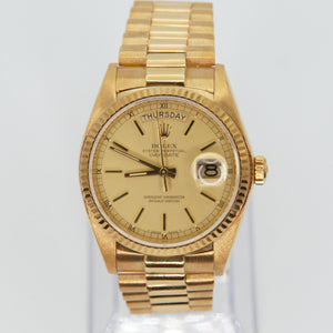 Rolex 36mm Day Date Presidential 18038- 18k Yellow Gold - Gold Dial