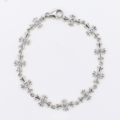 14k Solid Gold Diamond Cross Bracelet - 20236