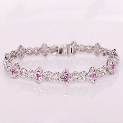 10k Gold Natural Diamond 10mm Clover Bracelet - 20219