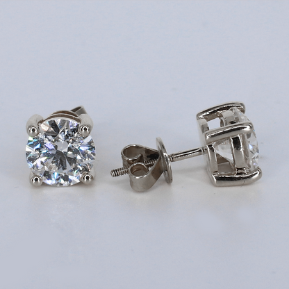 14k Solid Gold 8mm VVS Lab Diamond Solitaire Earrings - 50354