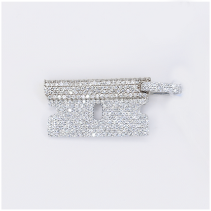 14k Solid Rose and White Gold Diamond Razor Pendant - 60601