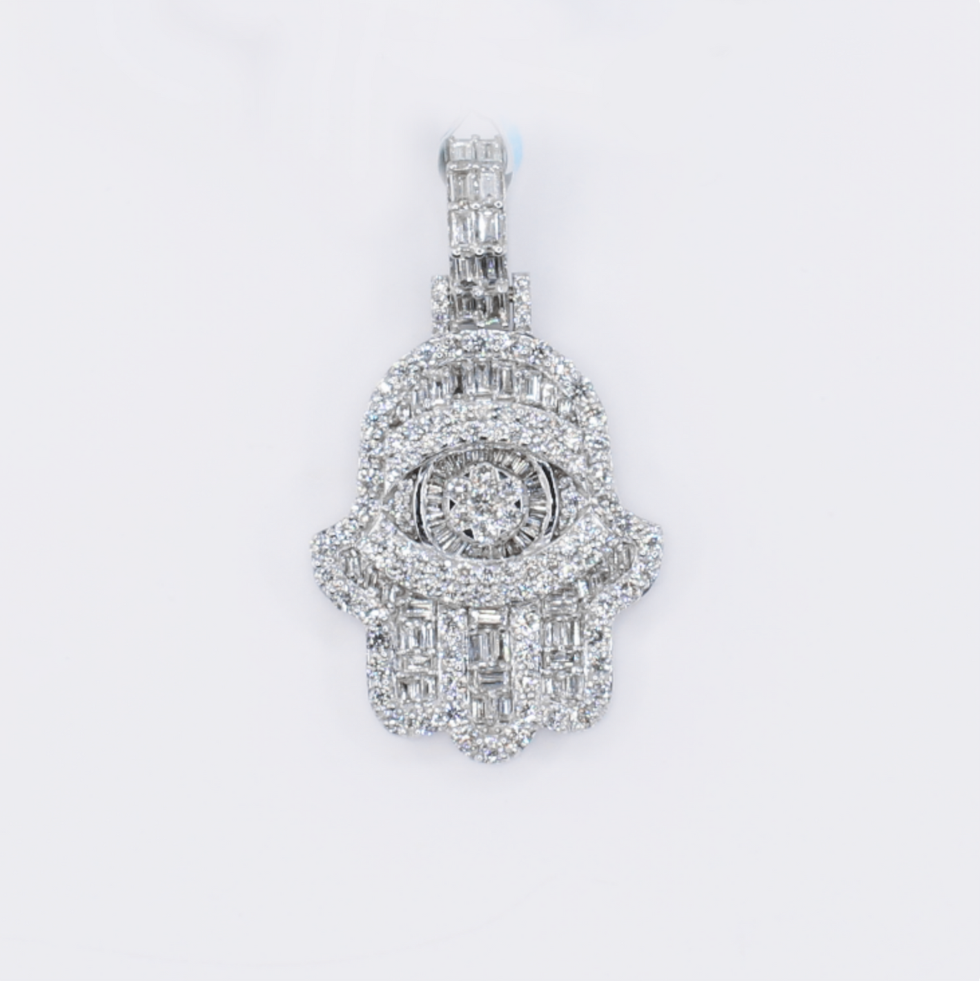 14k Solid Gold Diamond Hamsa Pendant - 60609