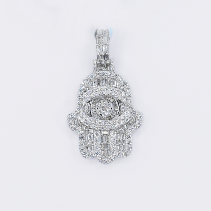 14k Solid Gold Diamond Hamsa Pendant - 60609