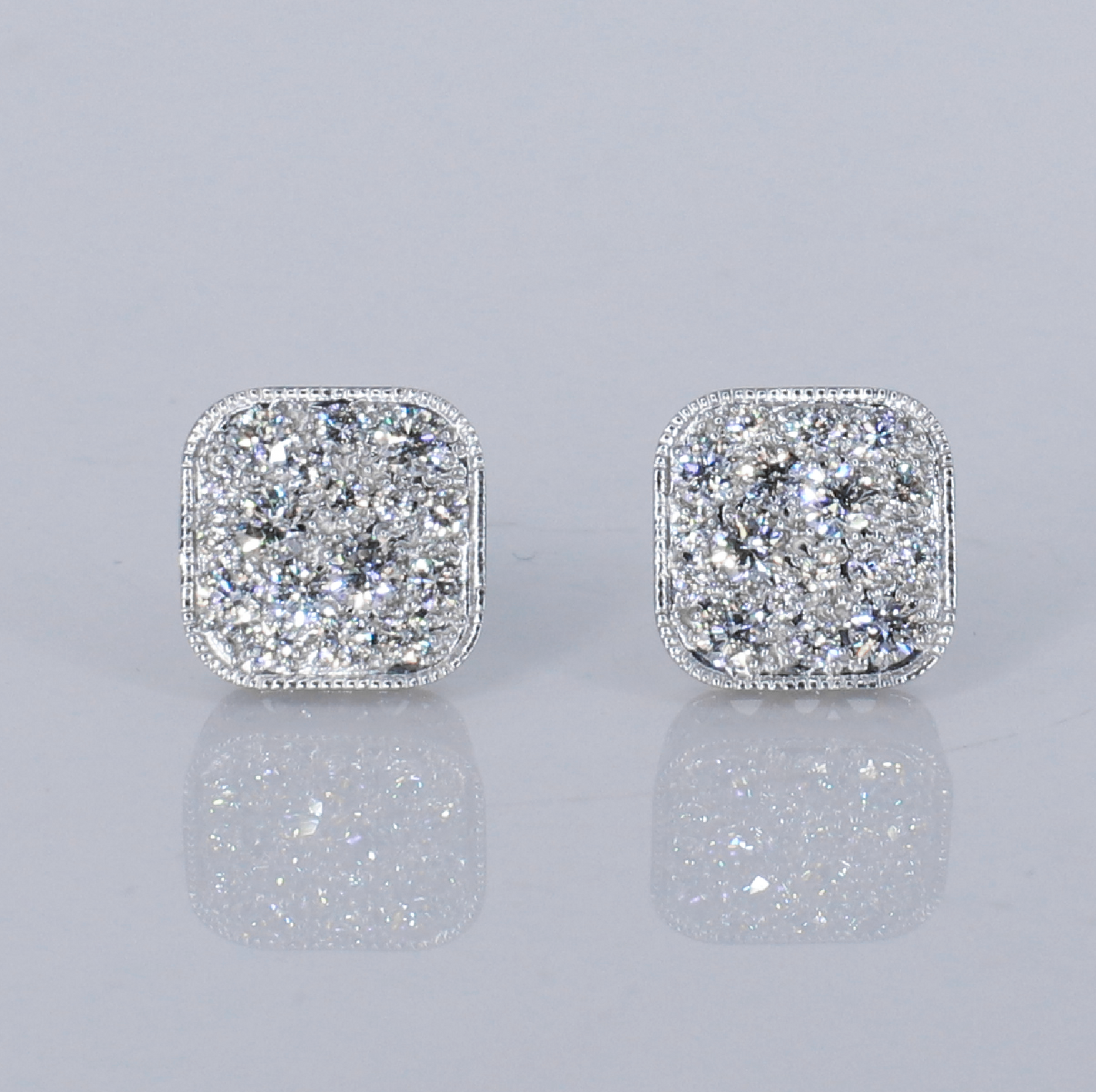 14k Solid Gold 12mm Lab Diamond Square Earrings - 50315