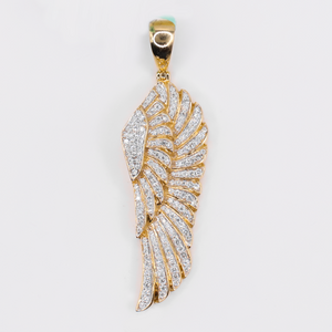 14k Solid Gold Diamond Angel Wing Pendant - 60592
