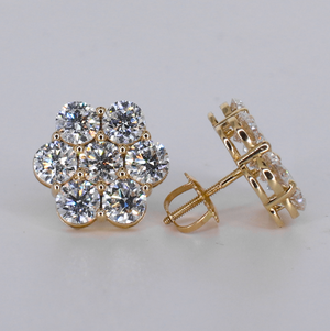 14k Solid Gold 15mm VVS Lab Diamond Flower Earrings - 50348