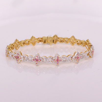 10k Gold Natural Diamond 10mm Clover Bracelet - 20219