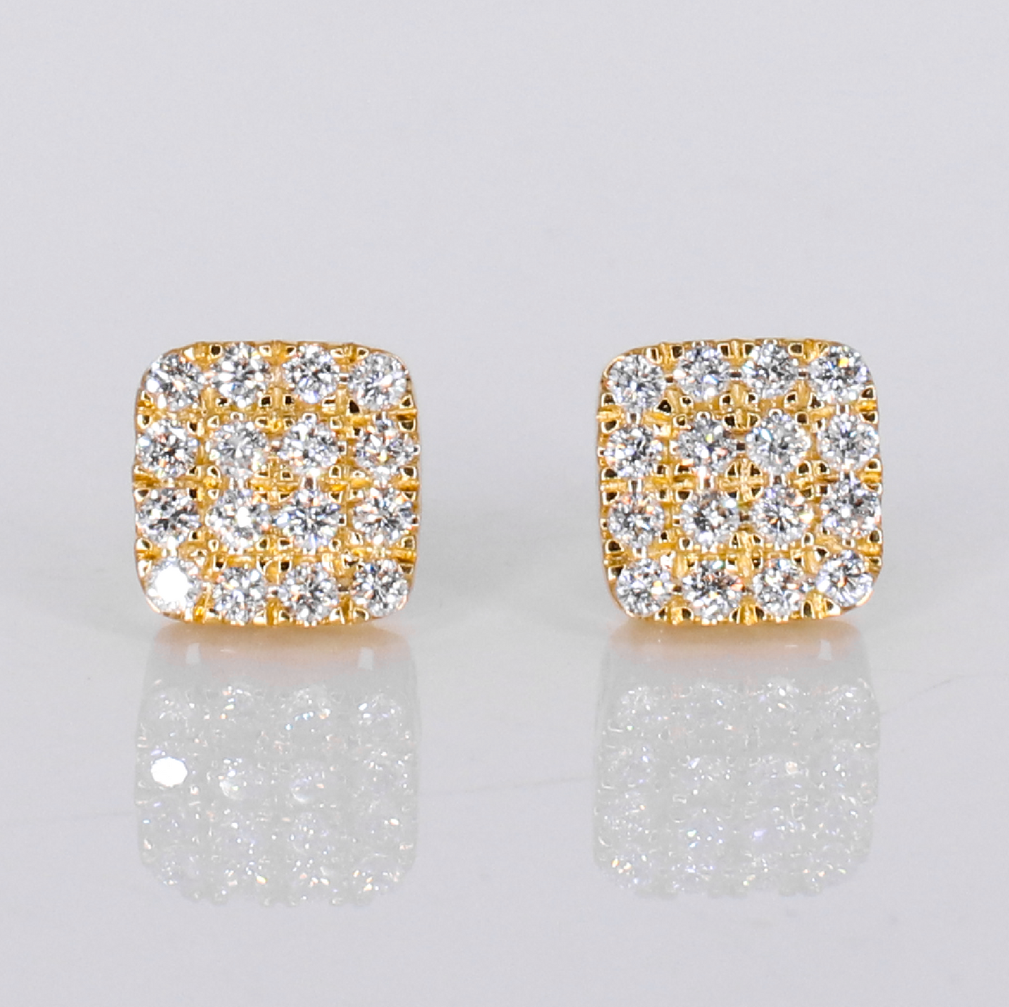 14k Solid Gold 11mm Lab Diamond Square Earrings - 50316
