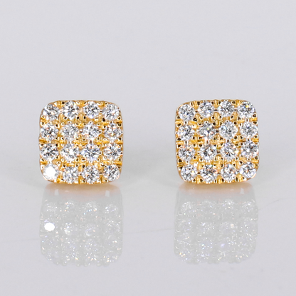 14k Solid Gold 11mm Lab Diamond Square Earrings - 50316