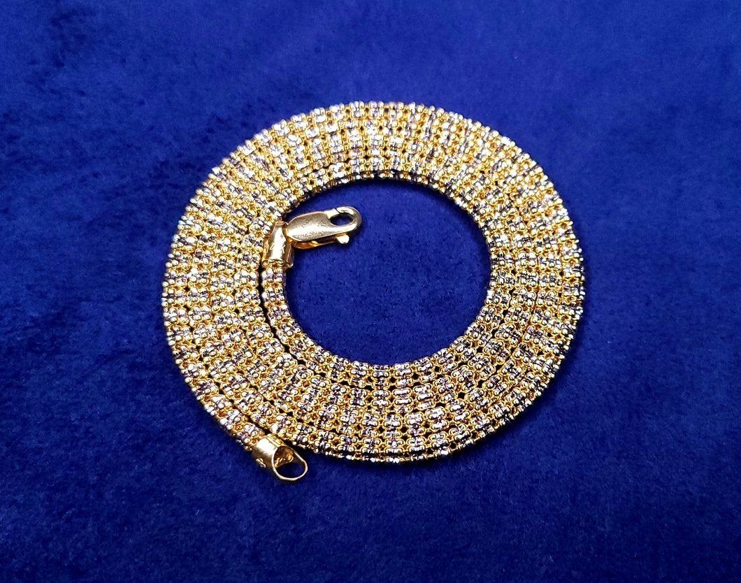 14K Solid Gold Diamond Cut Ice Chain