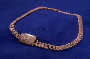 Solid Gold and Diamond Big Lock 5.5mm Cuban Bracelet