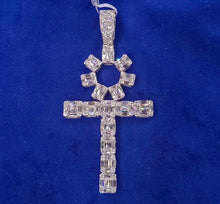 Load image into Gallery viewer, Solid 14K Gold VVS Baguette Chandelier Ankh Pendant