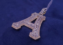 Load image into Gallery viewer, Solid 10K Gold Custom Baguette 3 Layer Large Initial &amp; Number Pendants