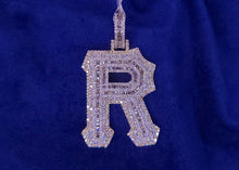 Load image into Gallery viewer, Solid 10K Gold Custom Baguette 3 Layer Large Initial &amp; Number Pendants