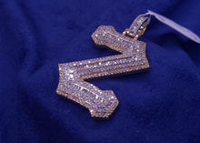 Load image into Gallery viewer, Solid 10K Gold Custom Baguette 3 Layer Large Initial &amp; Number Pendants