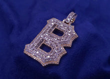 Load image into Gallery viewer, Solid 10K Gold Custom Baguette 3 Layer Large Initial &amp; Number Pendants