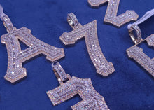 Load image into Gallery viewer, Solid 10K Gold Custom Baguette 3 Layer Large Initial &amp; Number Pendants