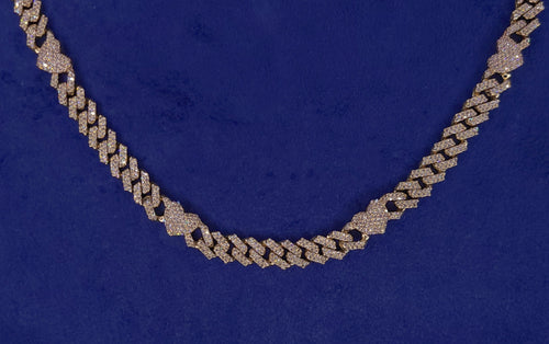 10k Solid Gold Diamond Cuban with Hearts Chain