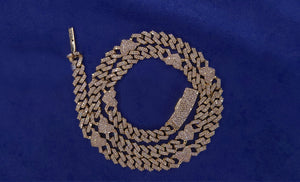 10k Solid Gold Diamond Cuban with Hearts Chain
