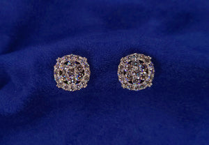 14k Solid Gold 13.5mm VS1 Diamond Flower Halo Earrings