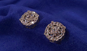 14k Solid Gold 13.5mm VS1 Diamond Flower Halo Earrings