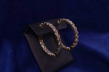 Load image into Gallery viewer, 14k Solid Gold Diamond Hoop Earrings