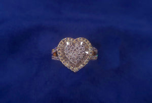 14k Solid Gold Baguette Diamond Heart Ring