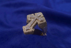 10k Solid Gold Diamond XL Cross Ring