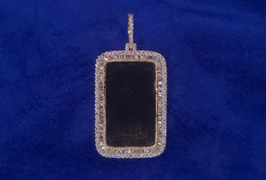 Solid 10k Gold Baguette Diamond Rectangular Picture Pendant