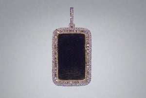 Solid 10k Gold Baguette Diamond Rectangular Picture Pendant
