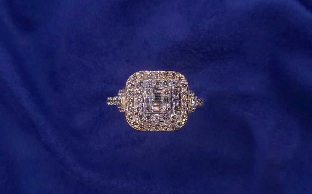 10k Solid Gold Baguette Rectangle Engagement Ring