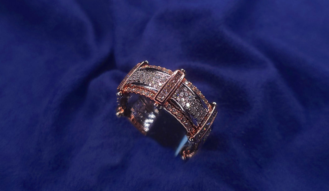 14k Solid Gold Diamond Two-tone Band