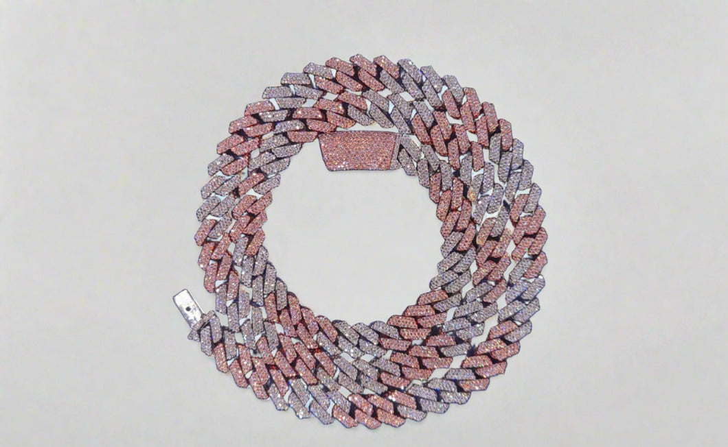 10k Solid Two-Tone Gold 8.5mm Diamond Cuban Chain