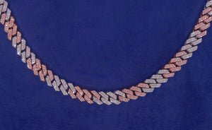 10k Solid Two-Tone Gold 8.5mm Diamond Cuban Chain