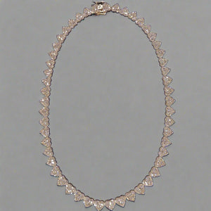 Solid 10k Gold Heart Baguette Tennis Chain