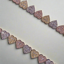 Load image into Gallery viewer, Solid 10k Gold Heart Baguette Tennis Chain
