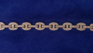 Solid 10k Gold 7.5mm Diamond Gucci Link Bracelet