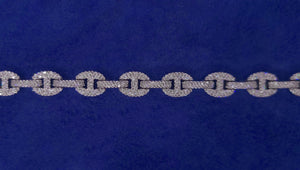 Solid 10k Gold 7.5mm Diamond Gucci Link Bracelet