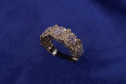 14k Solid Gold Diamond XL Cluster Band