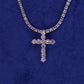 14k Solid Gold 12-Pointer VS1 Diamond Cross Pendant and Ice Chain set