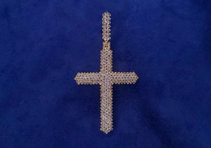 10k Solid Gold VS Diamond 3D Cross