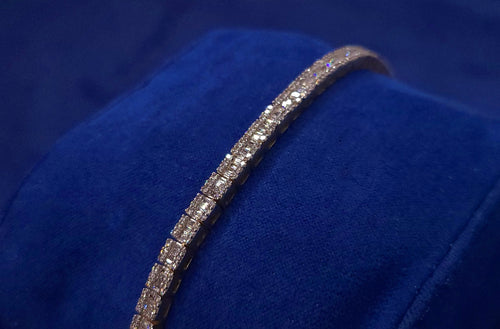 Solid 10k Gold Baguette Diamond Tennis Bracelet