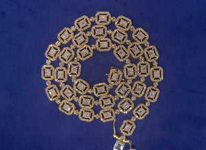 10k Solid Gold Baguette Diamond Tennis Chain