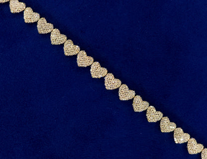 Solid 10k Gold & Diamond Heart Bracelet
