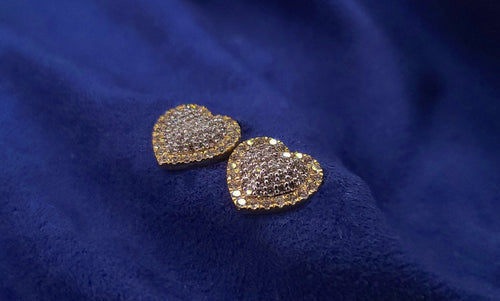14K Solid Gold Large 13mm Heart Earrings